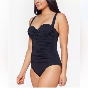 Bleu Rod Beattie One Piece Shirred Bandeau Swimsuit